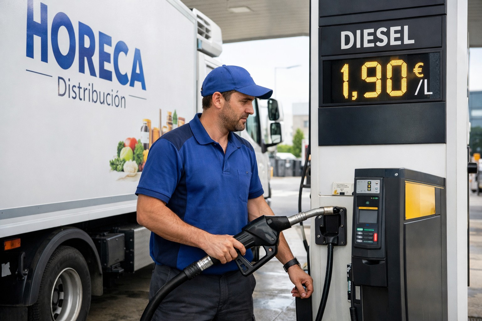 repartidor repostando diesel caro